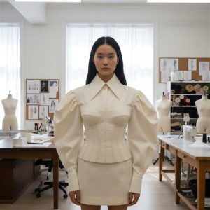 HE SERAPHINE STRUCTURED CORSET DRESS.